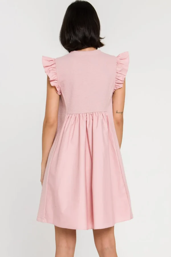 ENGLISH FACTORY White Dresses | Tops*- Mixed Media Ruffle Sleeve Mini Dress