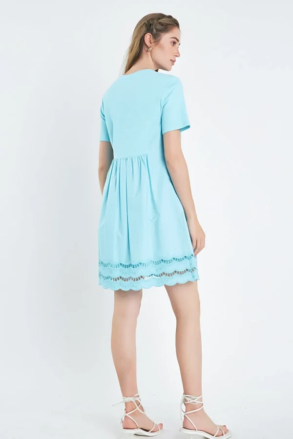 ENGLISH FACTORY Lace Dresses | White Dresses*- Mixed Media Scallop Lace Mini Dress