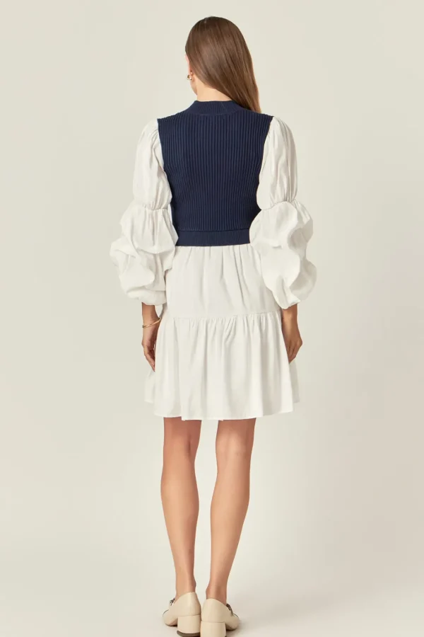 ENGLISH FACTORY Knit Dresses | Sweaters & Knits*- Mixed Media Sweater Mini Dress