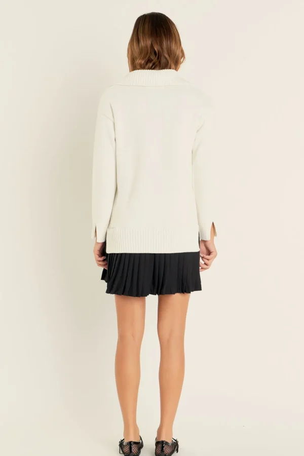 ENGLISH FACTORY Knit Dresses | Sweaters & Knits*- Mixed Media Pleated Mini Dress