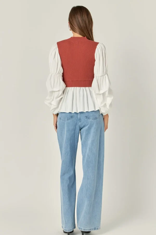 ENGLISH FACTORY Sweaters & Knits | Tops*- Mixed Media Top