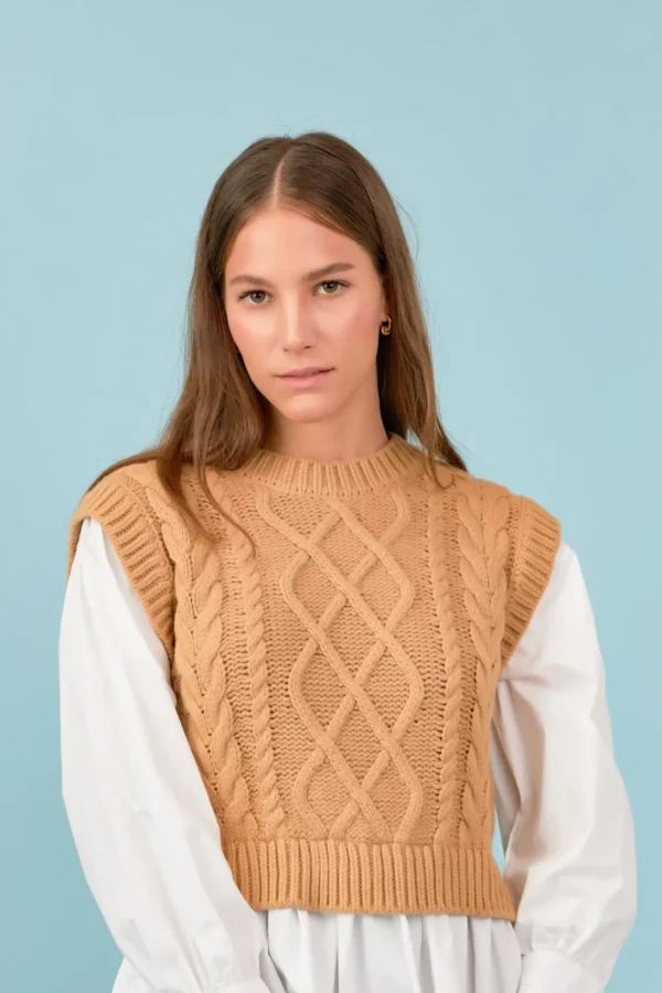 ENGLISH FACTORY Sweaters & Knits | Tops*- Mixed Media Cable Detail Sweater