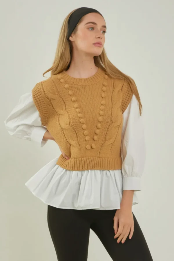 ENGLISH FACTORY Sweaters & Knits | Tops*- Mixed Media Cable Sweater