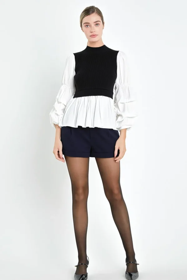ENGLISH FACTORY Sweaters & Knits | Tops*- Mixed Media Top