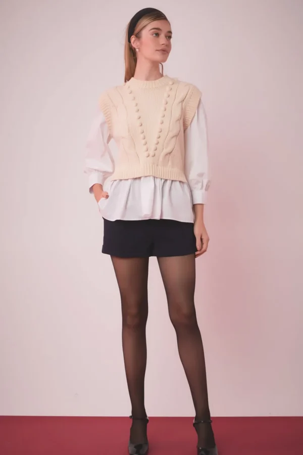 ENGLISH FACTORY Sweaters & Knits | Tops*- Mixed Media Cable Sweater