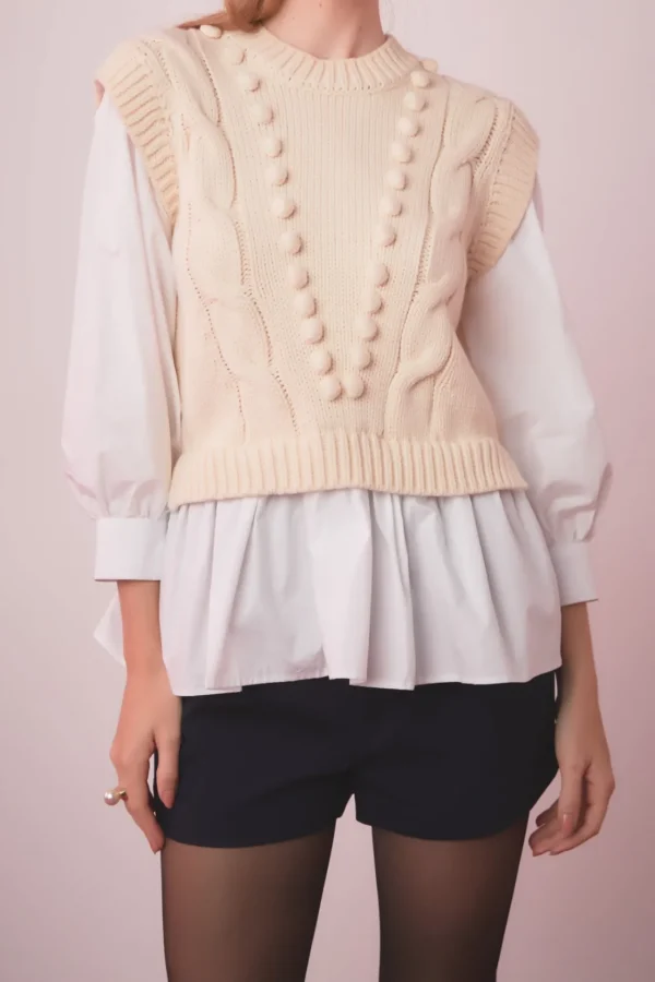 ENGLISH FACTORY Sweaters & Knits | Tops*- Mixed Media Cable Sweater