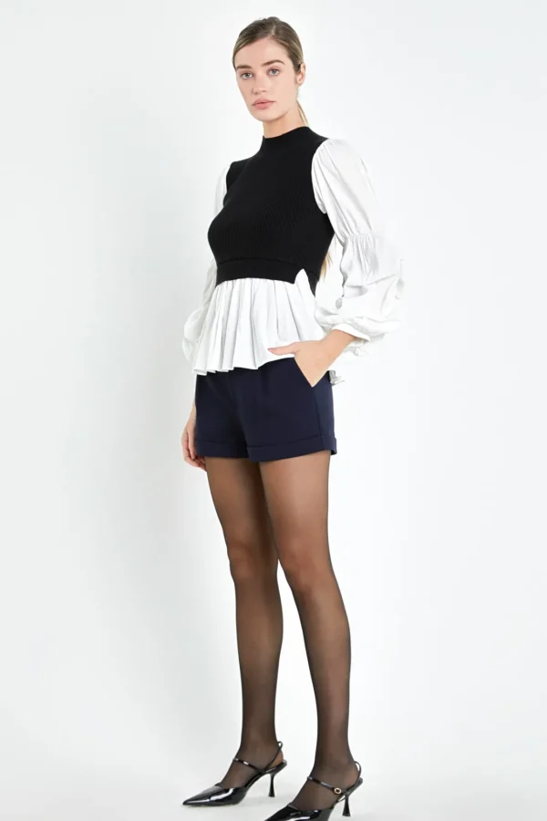 ENGLISH FACTORY Sweaters & Knits | Tops*- Mixed Media Top