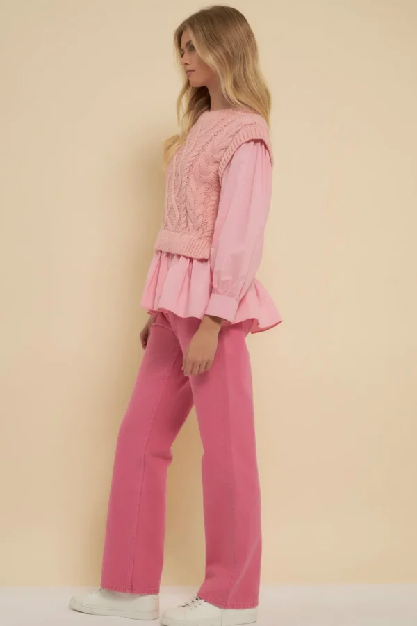 ENGLISH FACTORY Sweaters & Knits | Tops*- Mixed Media Cable Detail Sweater