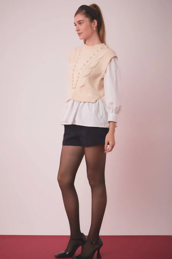 ENGLISH FACTORY Sweaters & Knits | Tops*- Mixed Media Cable Sweater