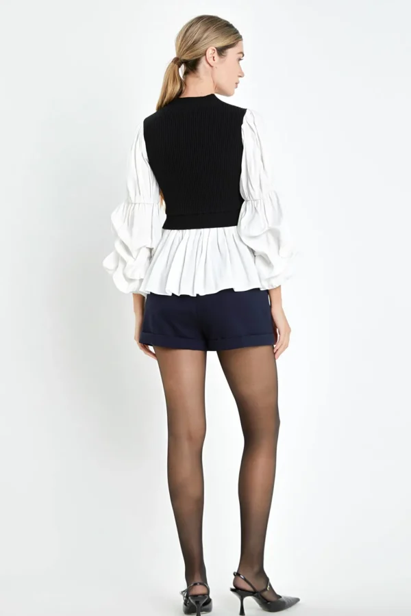 ENGLISH FACTORY Sweaters & Knits | Tops*- Mixed Media Top