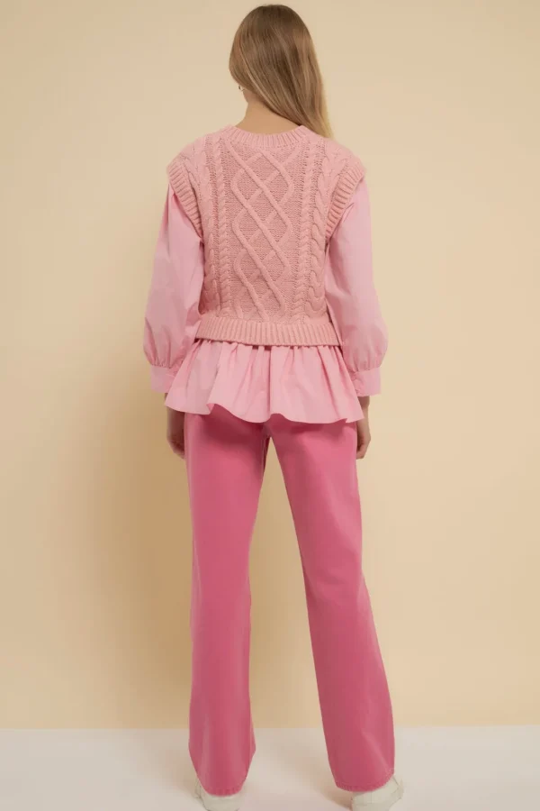 ENGLISH FACTORY Sweaters & Knits | Tops*- Mixed Media Cable Detail Sweater