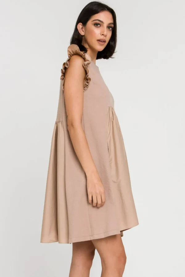 ENGLISH FACTORY White Dresses | Tops*- Mixed Media Ruffle Sleeve Mini Dress