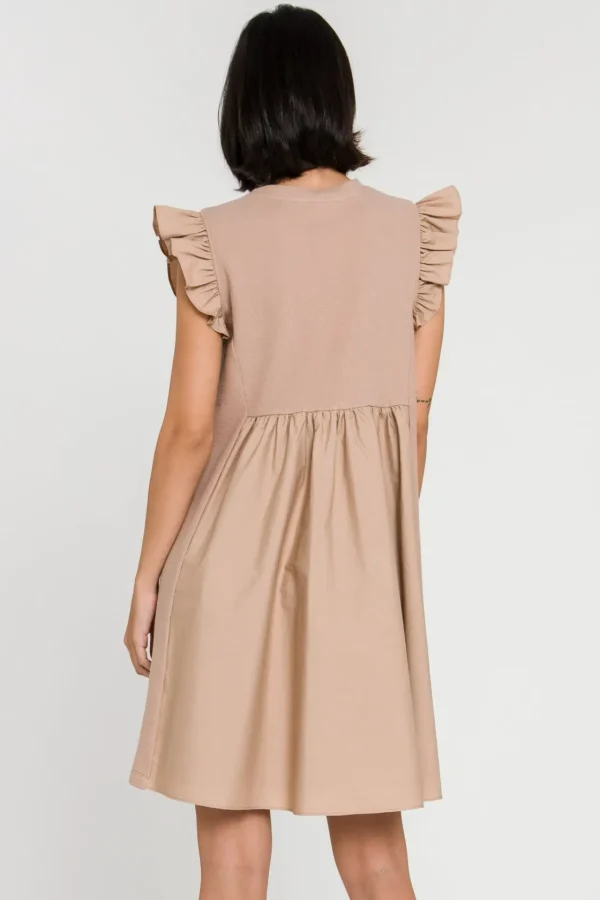 ENGLISH FACTORY White Dresses | Tops*- Mixed Media Ruffle Sleeve Mini Dress