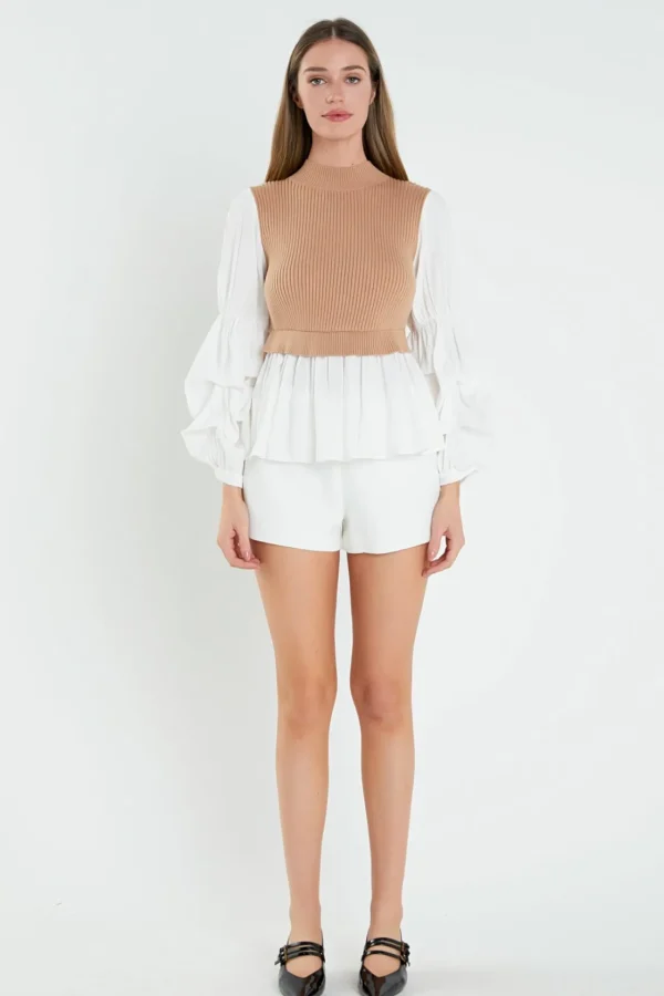 ENGLISH FACTORY Sweaters & Knits | Tops*- Mixed Media Top
