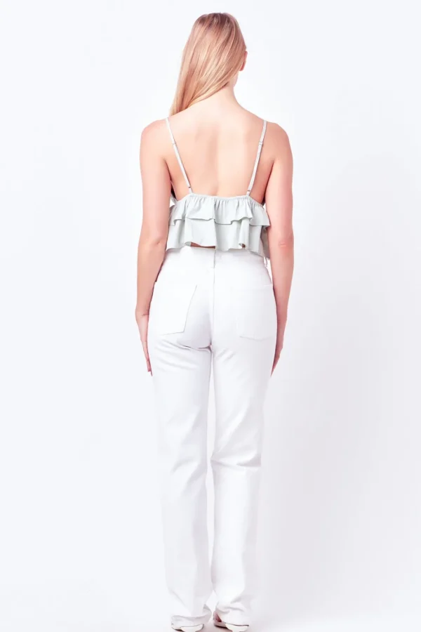ENGLISH FACTORY Tops*- Mixed Media Cami Top SAGE