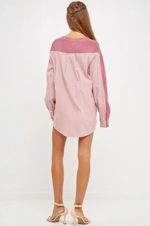 ENGLISH FACTORY Sweaters & Knits*- Mixed Media Cardigan MAUVE