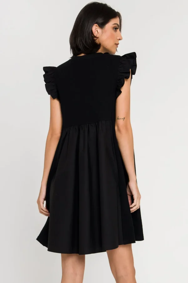 ENGLISH FACTORY White Dresses | Tops*- Mixed Media Ruffle Sleeve Mini Dress