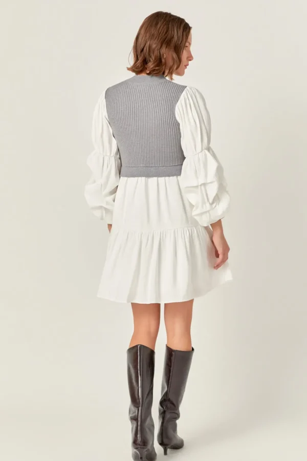 ENGLISH FACTORY Knit Dresses | Sweaters & Knits*- Mixed Media Sweater Mini Dress