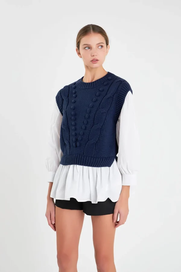 ENGLISH FACTORY Sweaters & Knits | Tops*- Mixed Media Cable Sweater