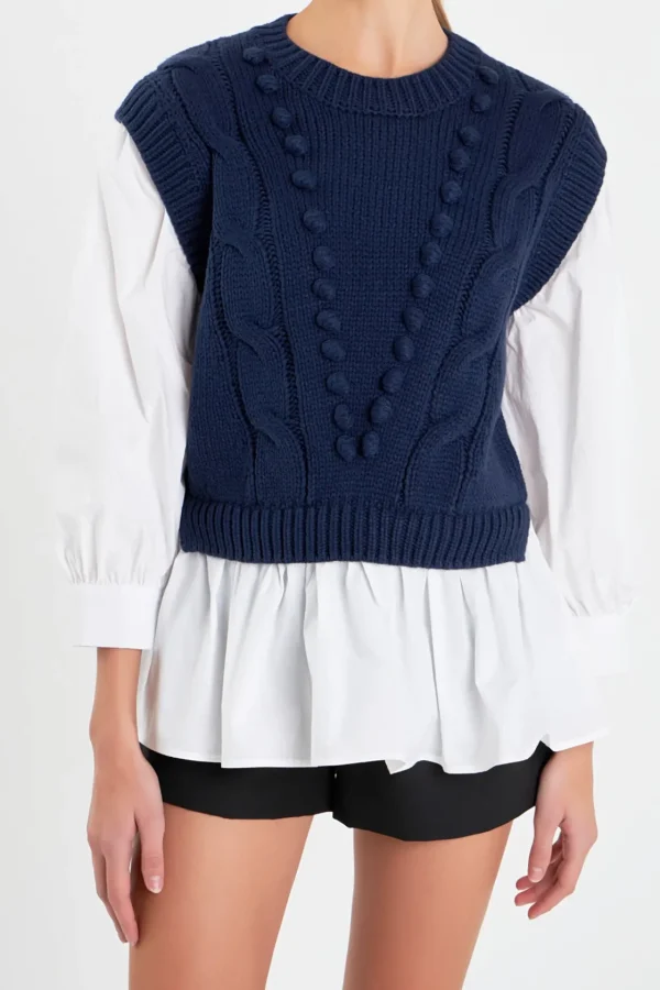 ENGLISH FACTORY Sweaters & Knits | Tops*- Mixed Media Cable Sweater