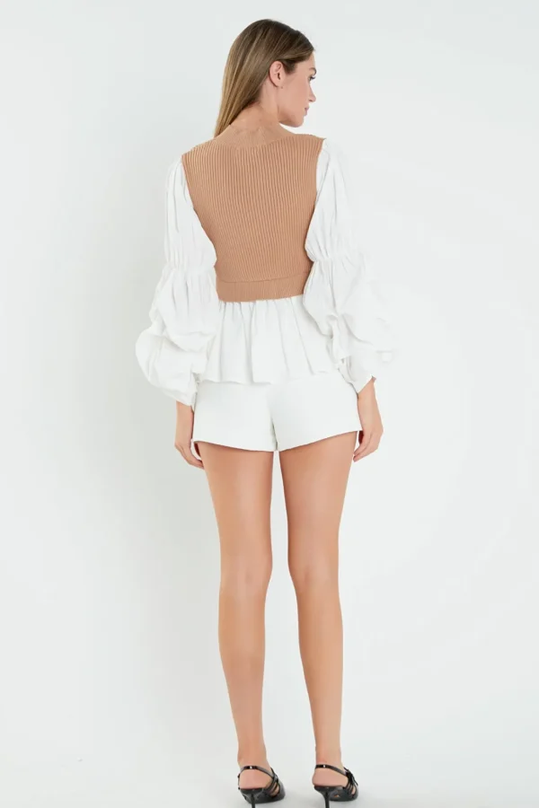 ENGLISH FACTORY Sweaters & Knits | Tops*- Mixed Media Top