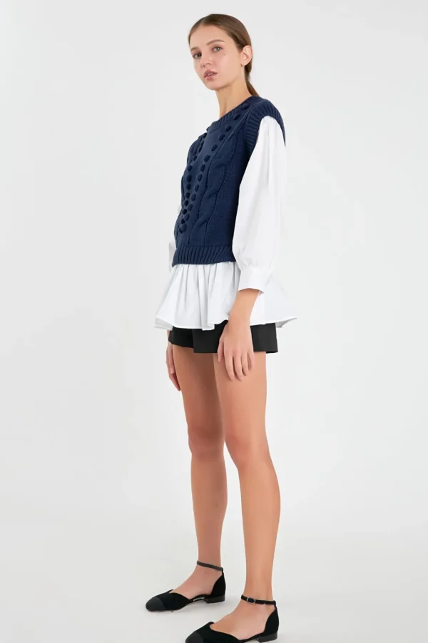 ENGLISH FACTORY Sweaters & Knits | Tops*- Mixed Media Cable Sweater