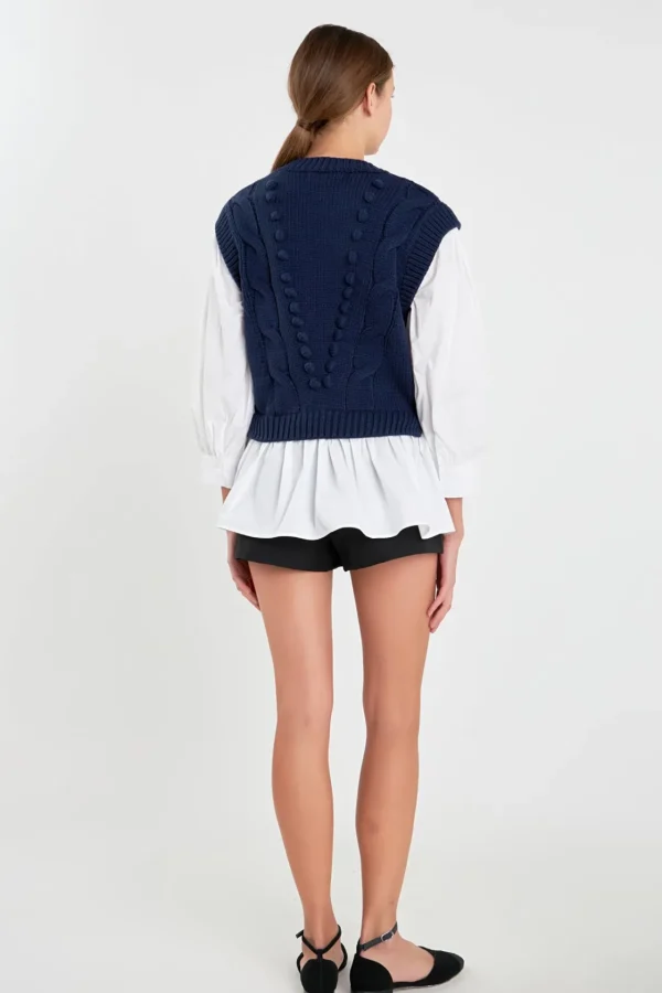 ENGLISH FACTORY Sweaters & Knits | Tops*- Mixed Media Cable Sweater