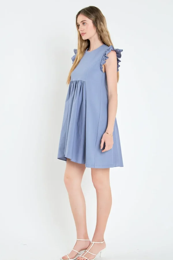 ENGLISH FACTORY White Dresses | Tops*- Mixed Media Ruffle Sleeve Mini Dress