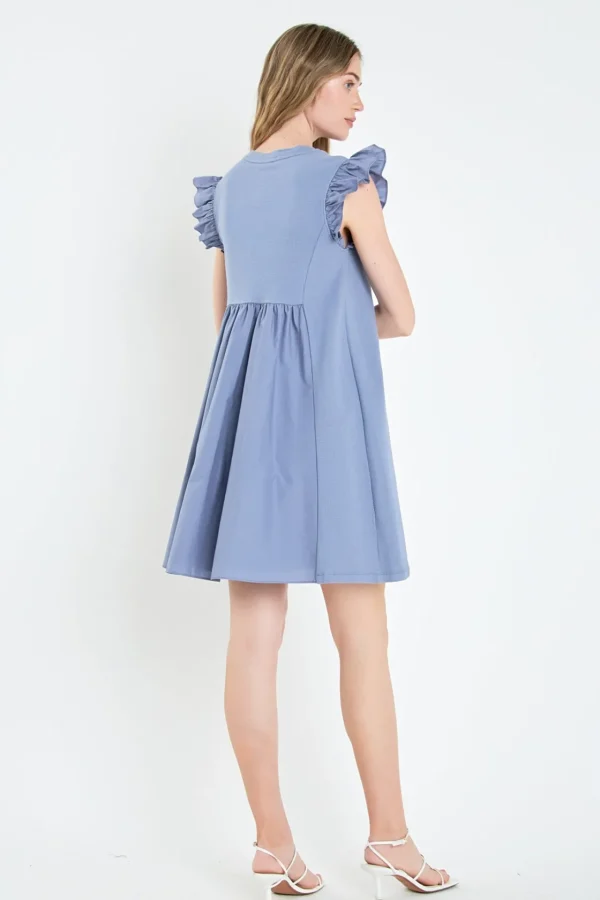 ENGLISH FACTORY White Dresses | Tops*- Mixed Media Ruffle Sleeve Mini Dress