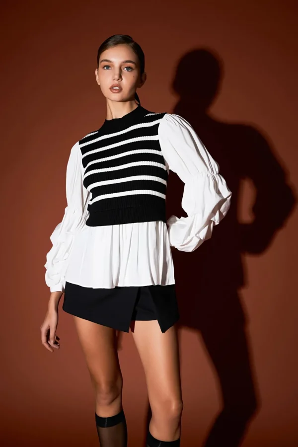ENGLISH FACTORY Sweaters & Knits | Tops*- Mixed Media Top