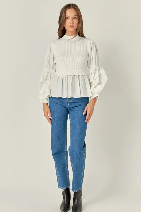 ENGLISH FACTORY Sweaters & Knits | Tops*- Mixed Media Top