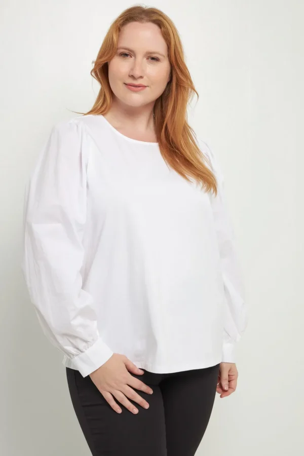 ENGLISH FACTORY Tops*- Mixed Media Puff Long Sleeve Top
