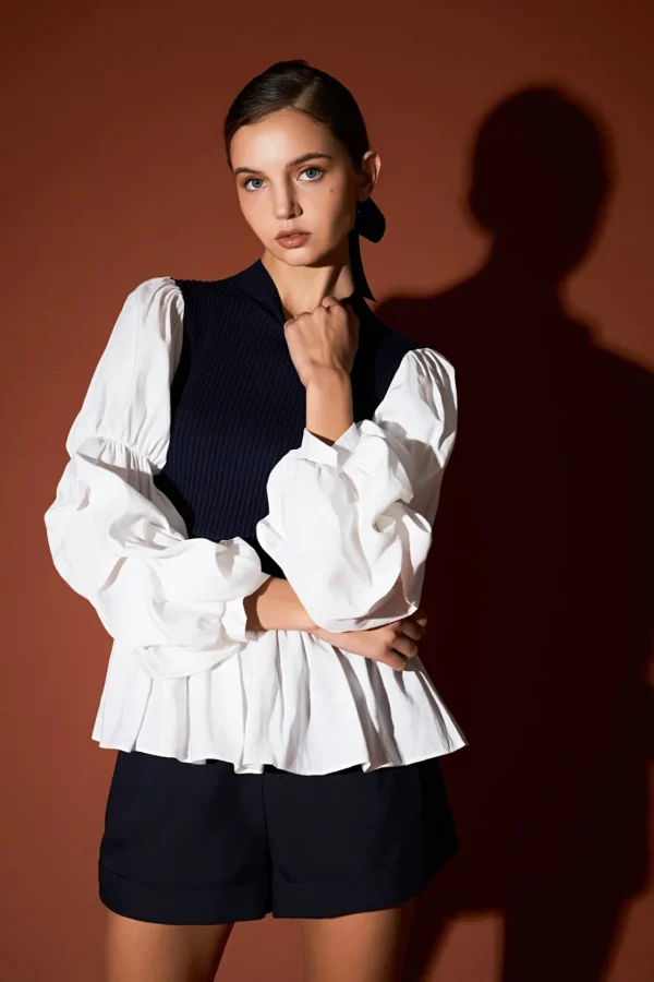 ENGLISH FACTORY Sweaters & Knits | Tops*- Mixed Media Top