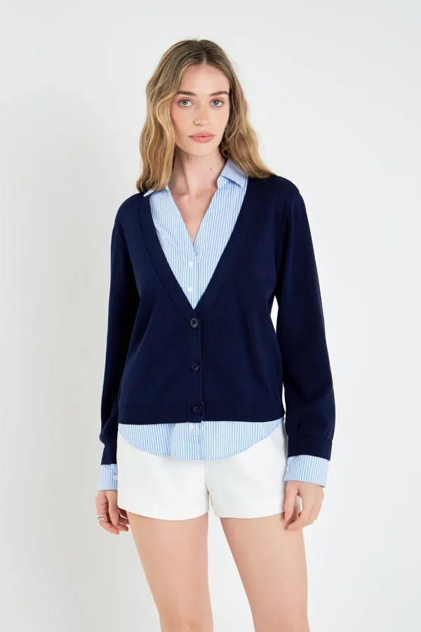 ENGLISH FACTORY Sweaters & Knits | Tops*- Mixed Media Knit Cardigan