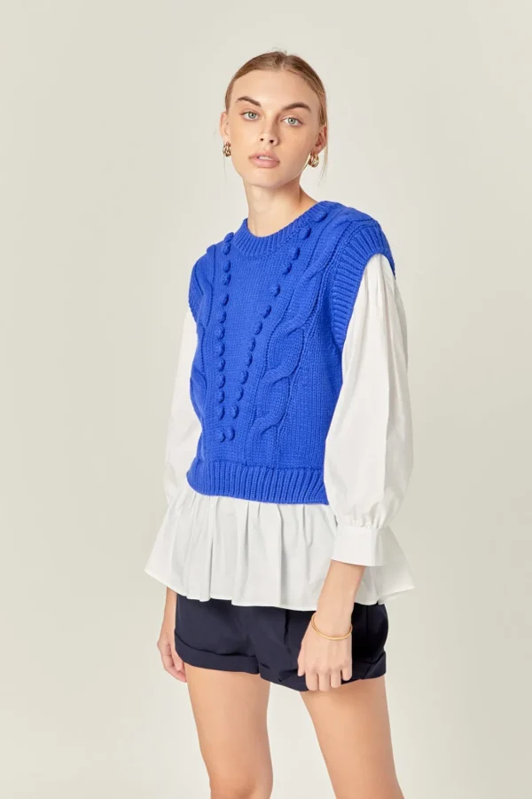ENGLISH FACTORY Sweaters & Knits | Tops*- Mixed Media Cable Sweater