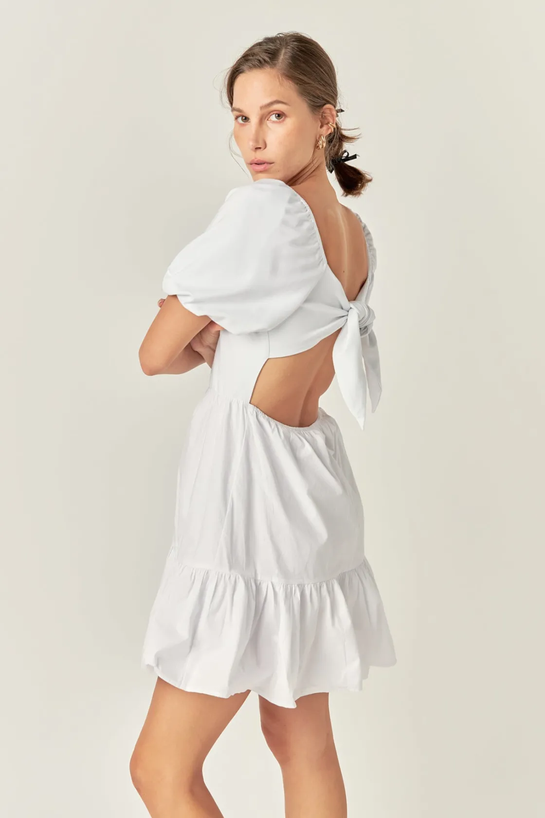 english_factory__mixed_me_3-44.webp ENGLISH FACTORY White Dresses | Tops*- Mixed Media Puff Sleeve Back Bow Dress WHITE