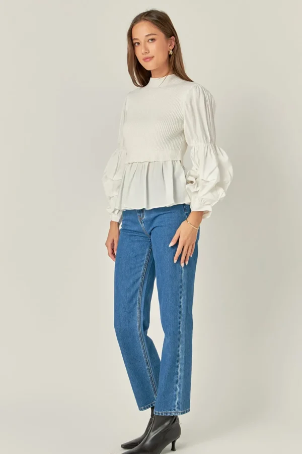 ENGLISH FACTORY Sweaters & Knits | Tops*- Mixed Media Top