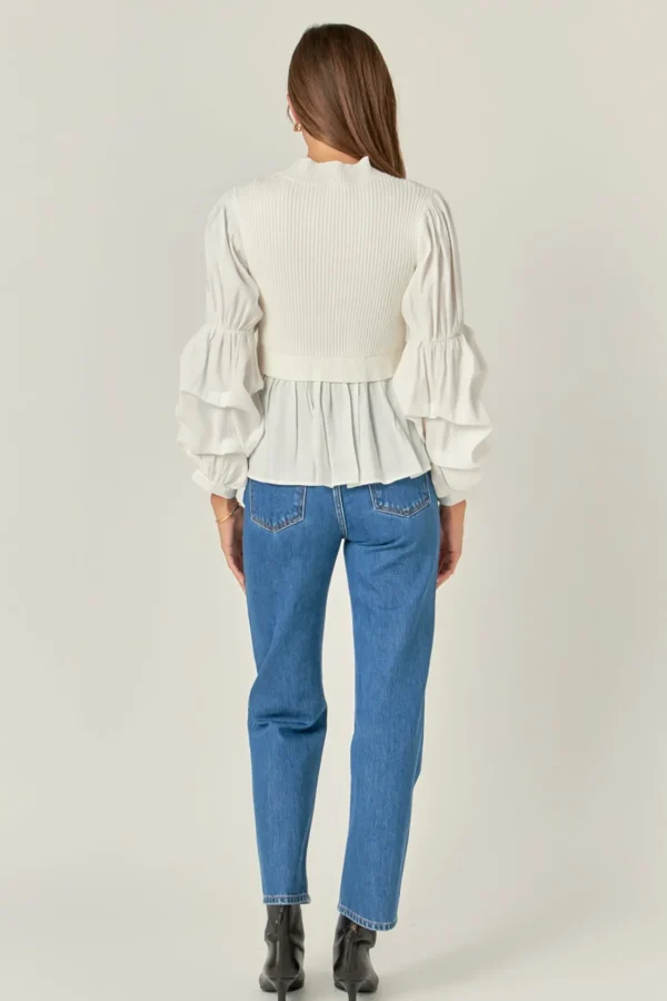 ENGLISH FACTORY Sweaters & Knits | Tops*- Mixed Media Top