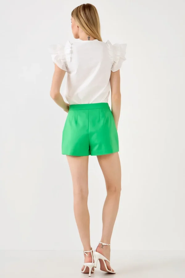 ENGLISH FACTORY Tops*- Mixed Media Ruffle Detail T-shirt
