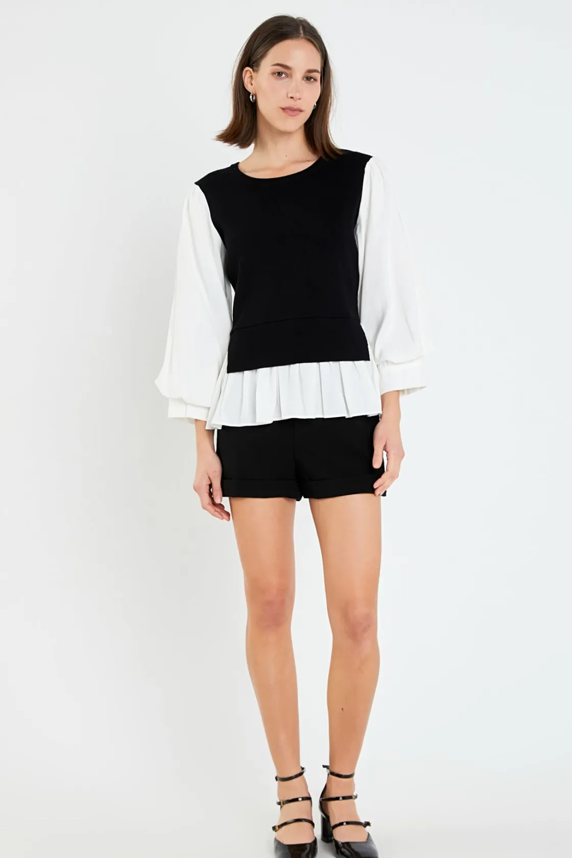 english_factory__mixed_me_4-2.webp ENGLISH FACTORY Tops*- Mixed Media Blouse
