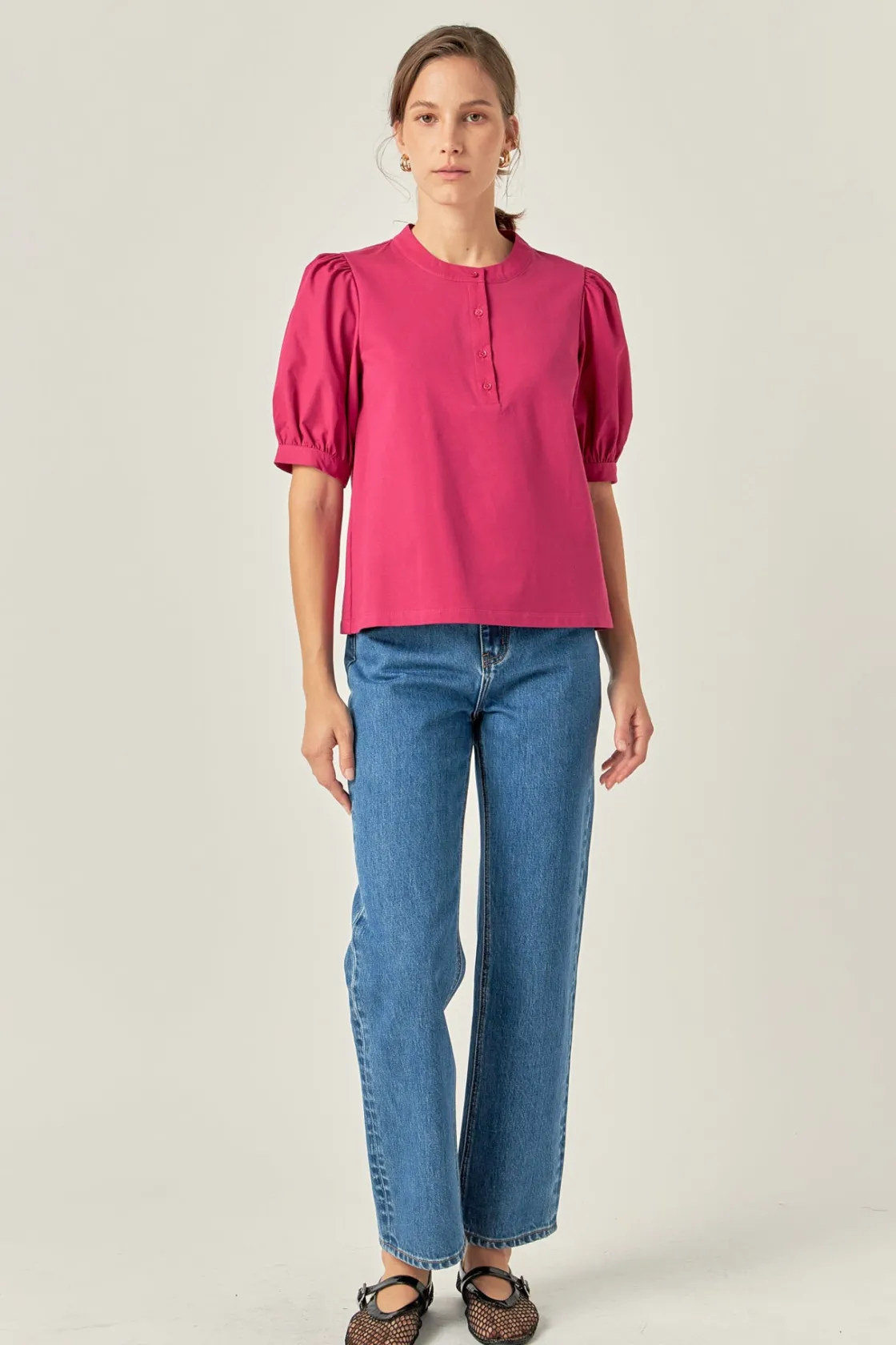 english_factory__mixed_me_4-4.webp ENGLISH FACTORY Tops*- Mixed Media Puff Sleeve Top