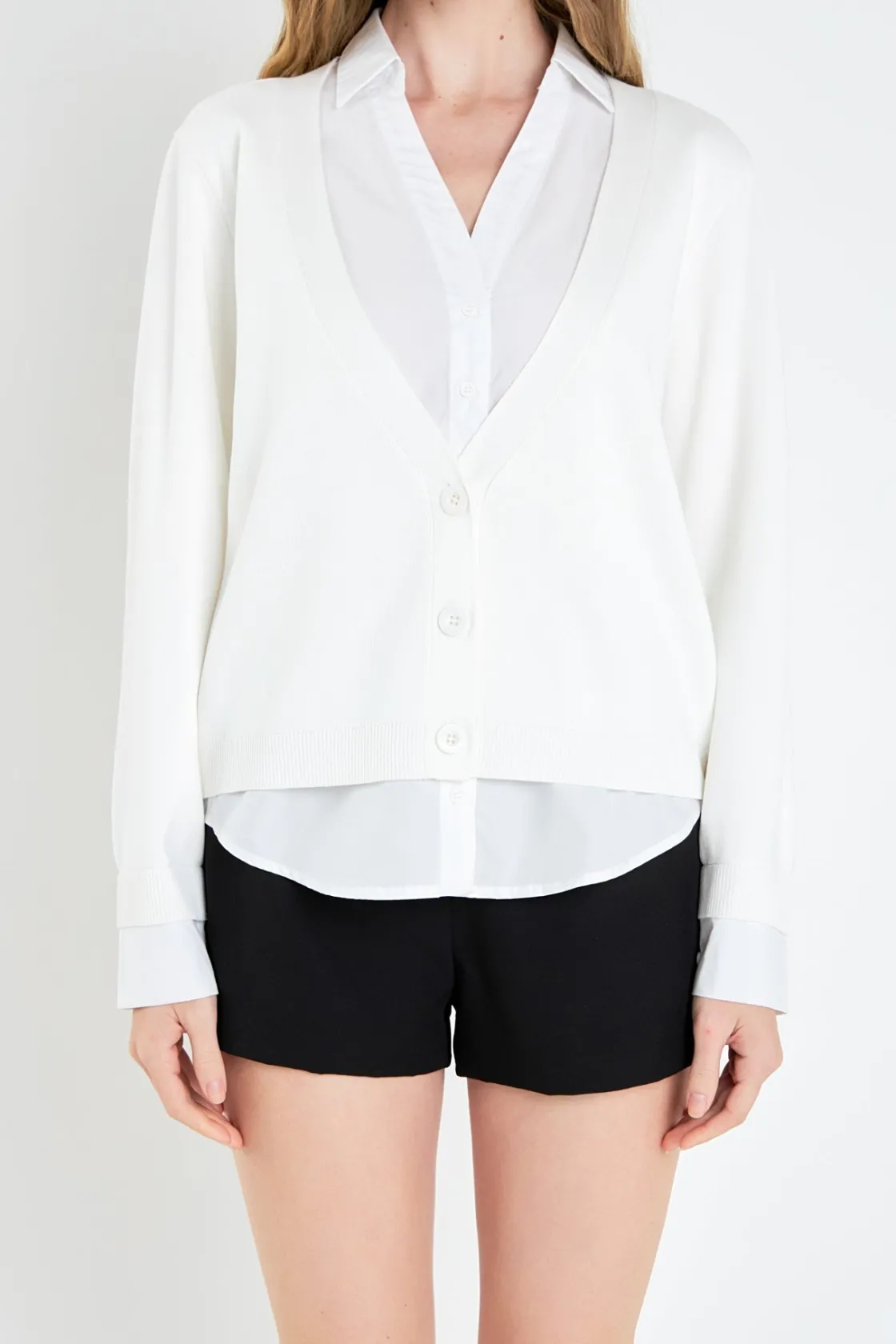 english_factory__mixed_me_5-14.webp ENGLISH FACTORY Sweaters & Knits | Tops*- Mixed Media Knit Cardigan