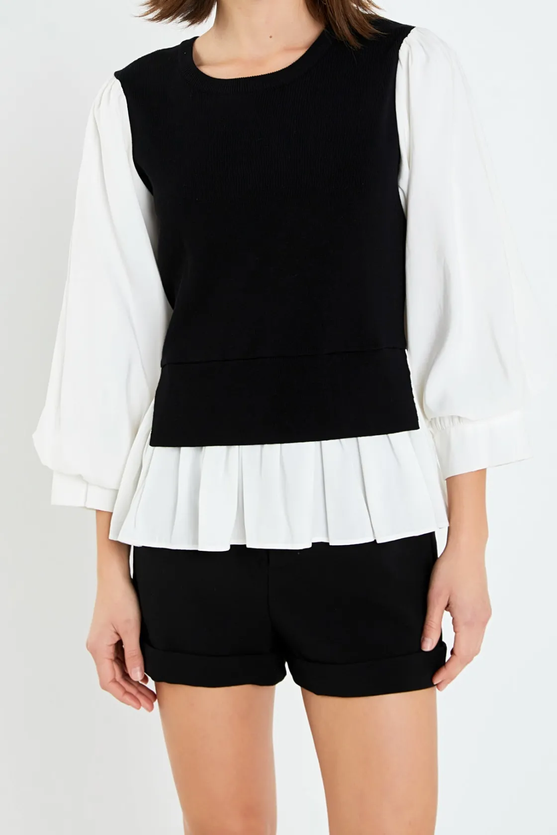 english_factory__mixed_me_5-2.webp ENGLISH FACTORY Tops*- Mixed Media Blouse