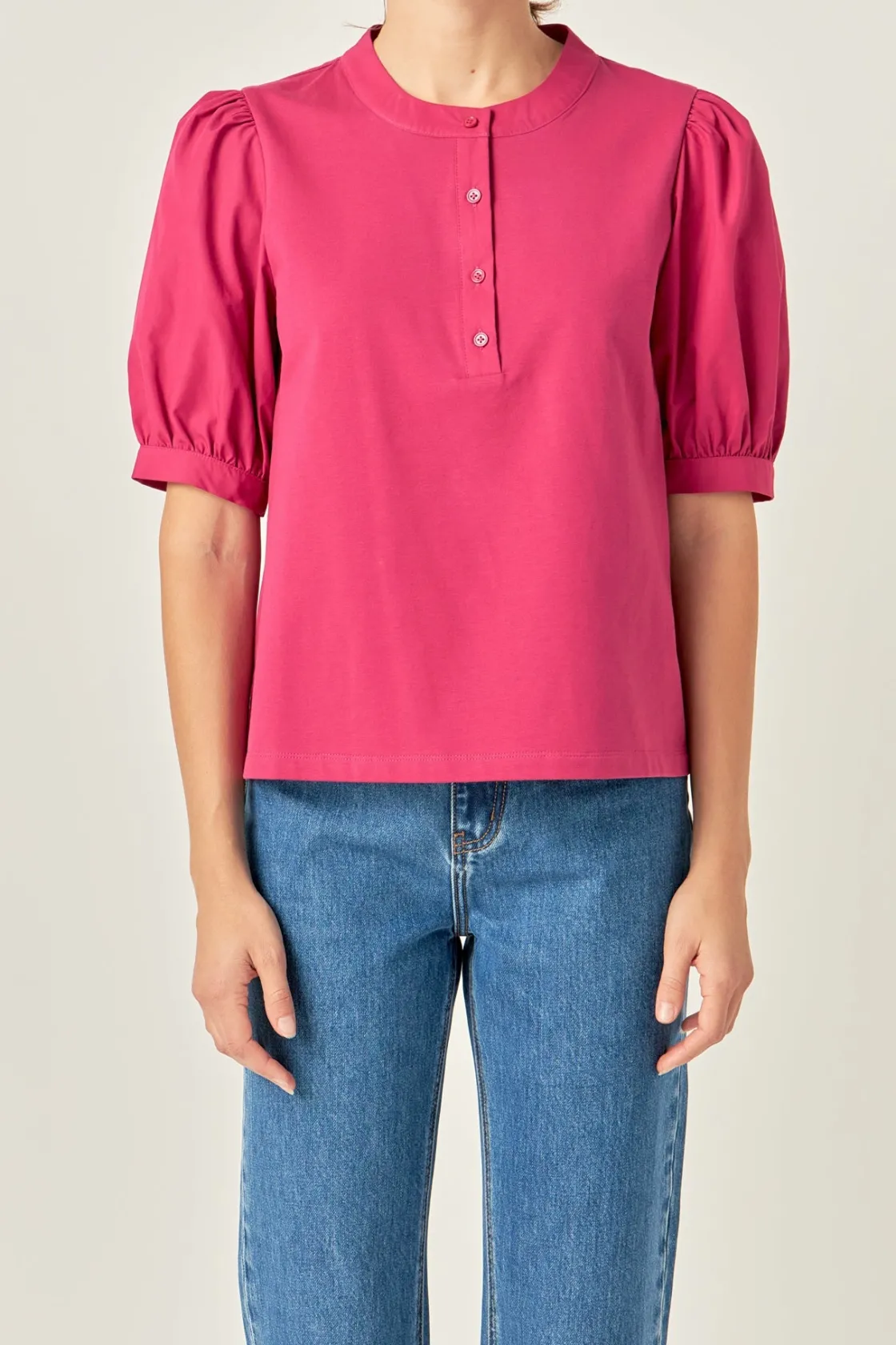 english_factory__mixed_me_5-4.webp ENGLISH FACTORY Tops*- Mixed Media Puff Sleeve Top