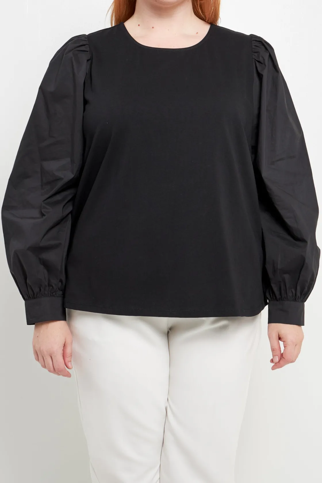 english_factory__mixed_me_5-8.webp ENGLISH FACTORY Tops*- Mixed Media Puff Long Sleeve Top