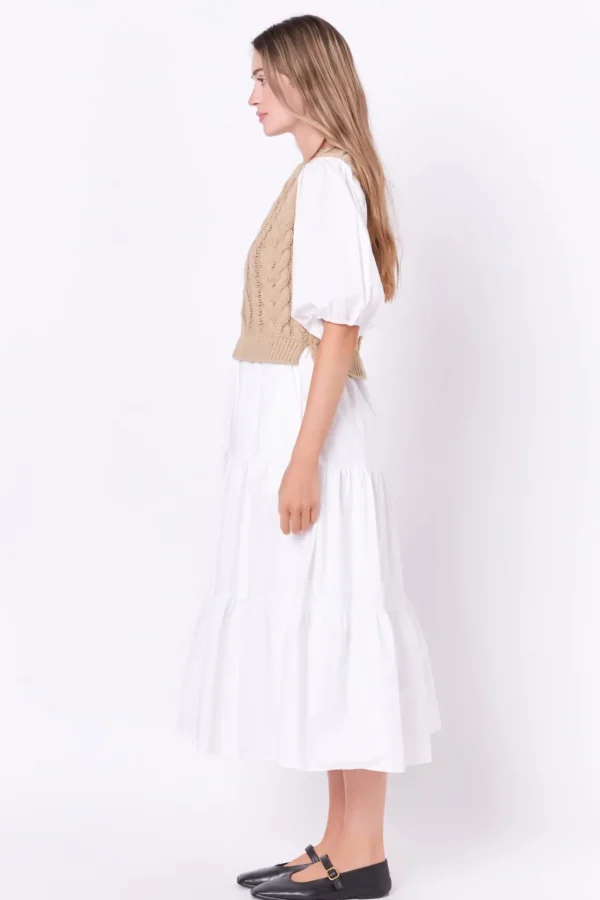 ENGLISH FACTORY Sweaters & Knits*- Mixed Media Cable Knit Down Midi Dress