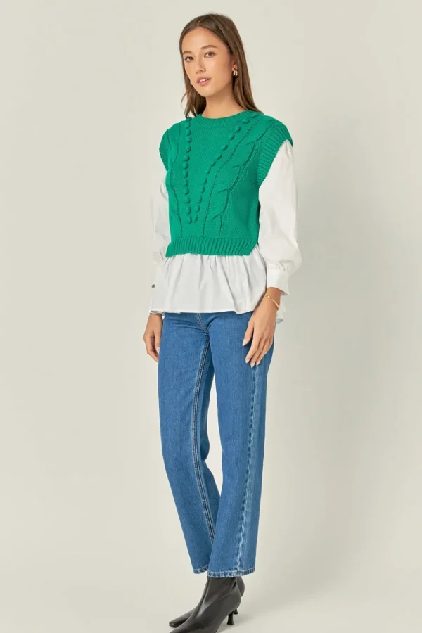 ENGLISH FACTORY Sweaters & Knits | Tops*- Mixed Media Cable Sweater