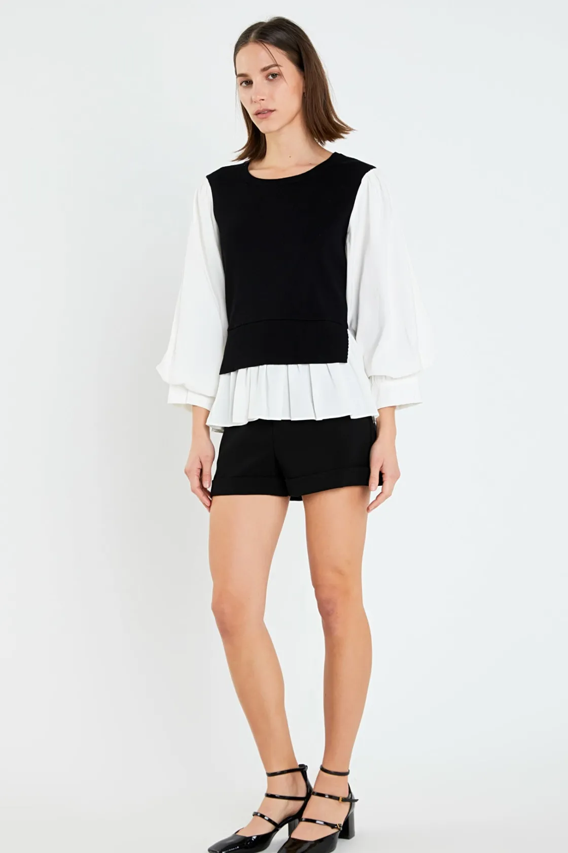 english_factory__mixed_me_6-2.webp ENGLISH FACTORY Tops*- Mixed Media Blouse