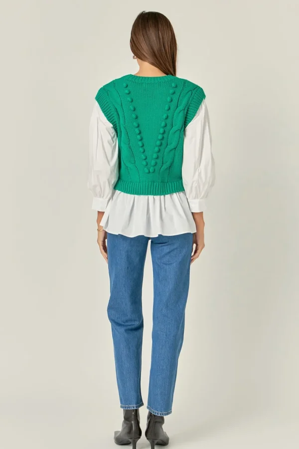ENGLISH FACTORY Sweaters & Knits | Tops*- Mixed Media Cable Sweater