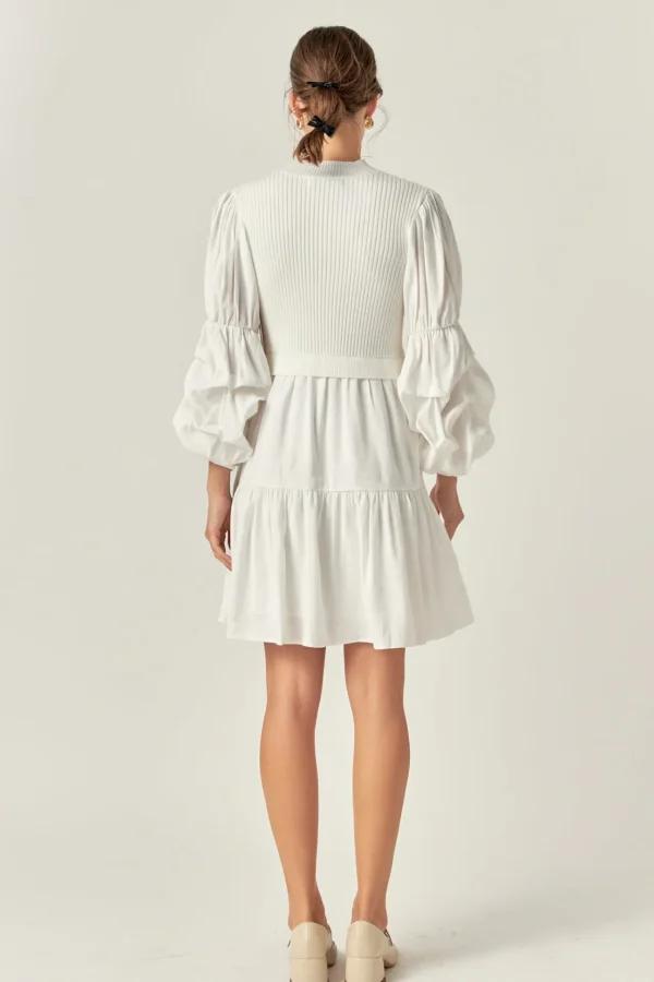 ENGLISH FACTORY Knit Dresses | Sweaters & Knits*- Mixed Media Sweater Mini Dress